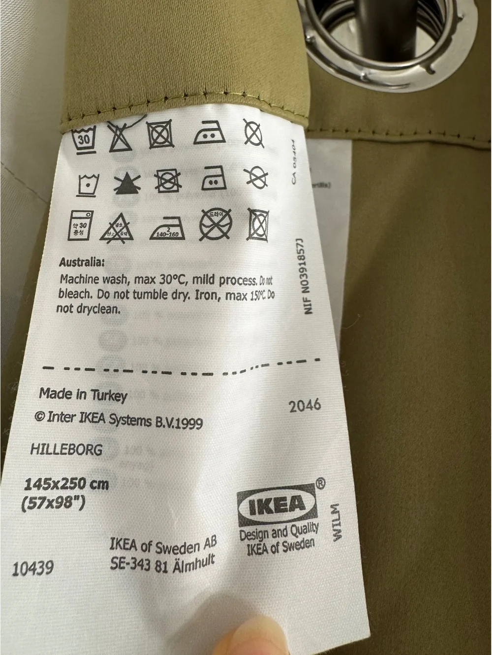 IKEA HILLEBORG Olive Green Grommet Curtains 57x98 Set of 4 Panels